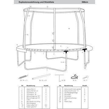 Spare Parts Trampoline Jumpking 366cm PO D